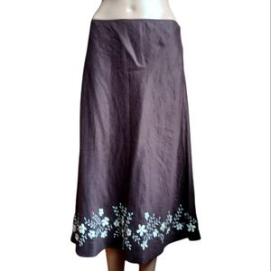 Lafayette 148 Brown Linen Beaded Skirt Size 8
